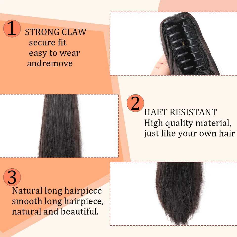 Ponytail Extension Claw Straight Clip in Hairpiece Ponytail Hair Extensions Long Pony Tail Synthetic for WomenXJ241221