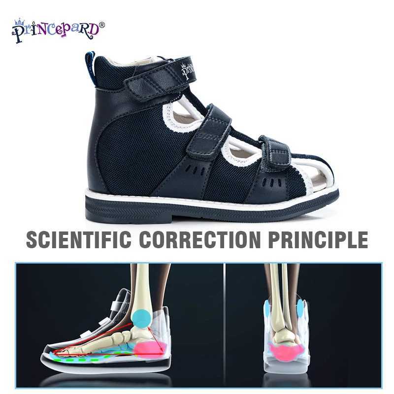 Sneakers Principard Spring/Summer Childrens Orthodontic Sandals New Closed Toe Leather Arch Support Orthodontic Shoes for Preschool Girls and Boys H24