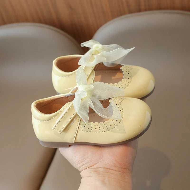 Sneakers Childrens Small Leather Shoes 0-6 Years Old Round Head Bow Candy Color Soft Girls Walking Shoes Flat Non-slip Kid Baby Sandals H241221
