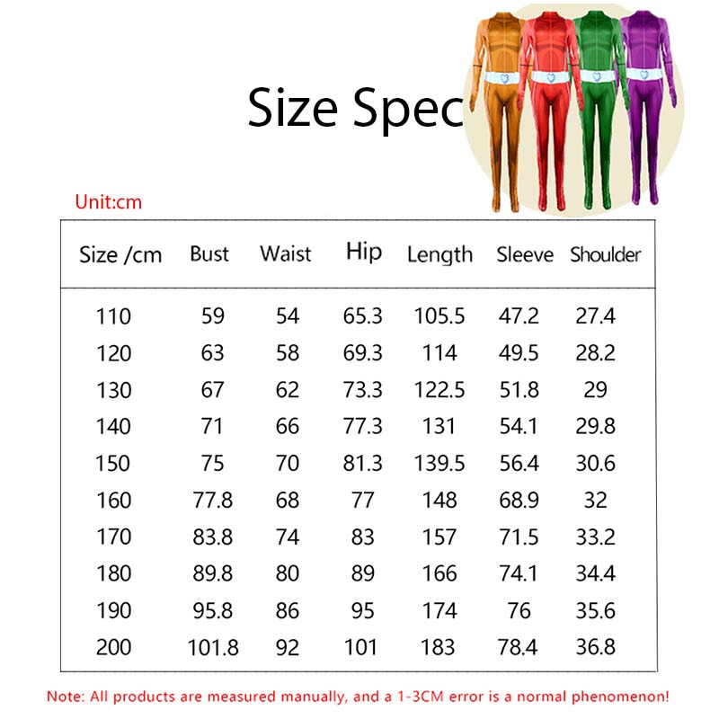 Totally Spies Cosplay Bodysuit for Adults and Kids, Anime Clover Ewing Jumpsuits, Halloween Samantha Simpson Alexandra Costume