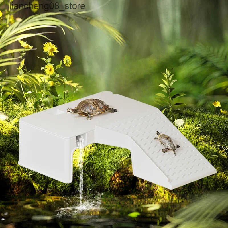 Other Pet Supplies Large transparent turtle tank with basket platform high-definition PET+ABS plastic drip proof aquarium fish tank reptile box L24091