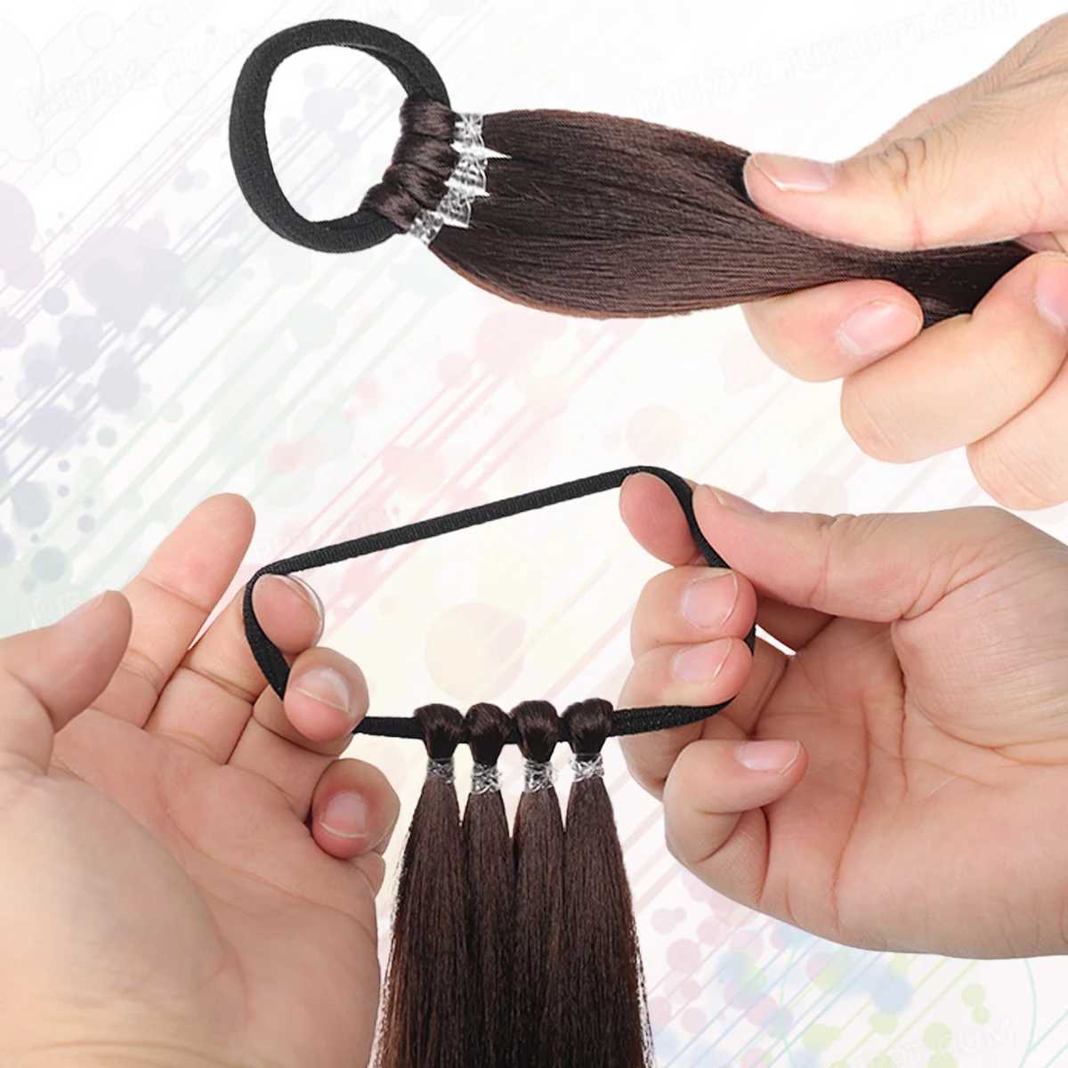Braid DIY Ponytail Extensions Synthetic With Hair Tie Wrap Around Hair Braid Extensions Tail Rubber Band Hair Ring 28 Inch OmbreXJ241221