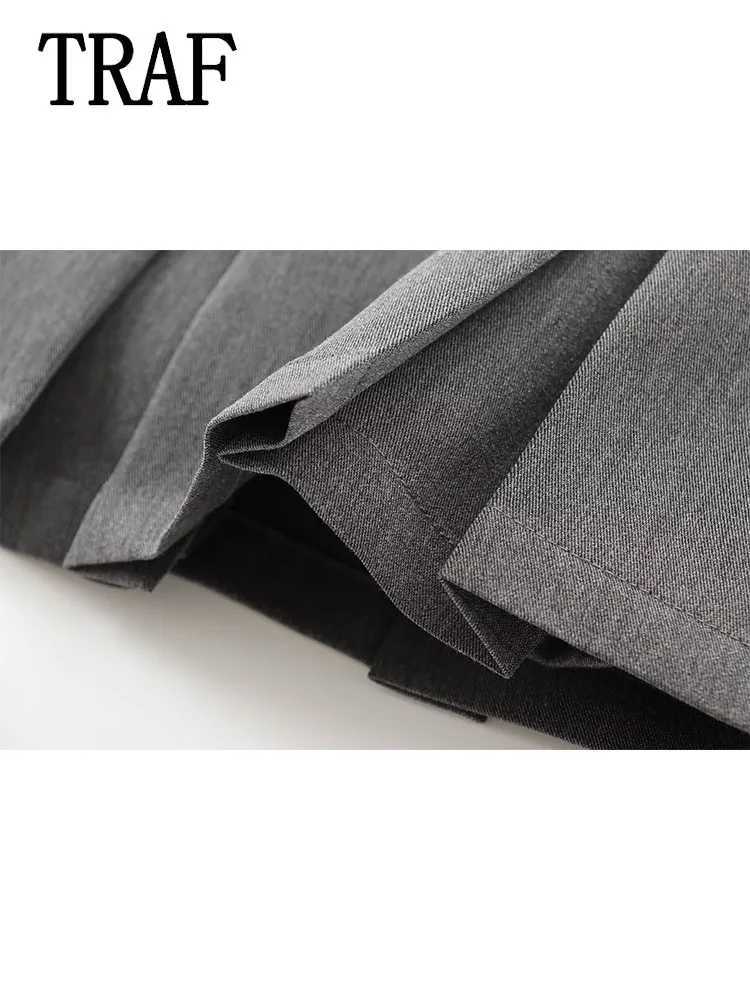 TR Women Pleats Short Skirts 2024 New Fashion Women Shorts Skirt Woman Mid-Waist Mini Skirts Casual Summer SkortXJ241221