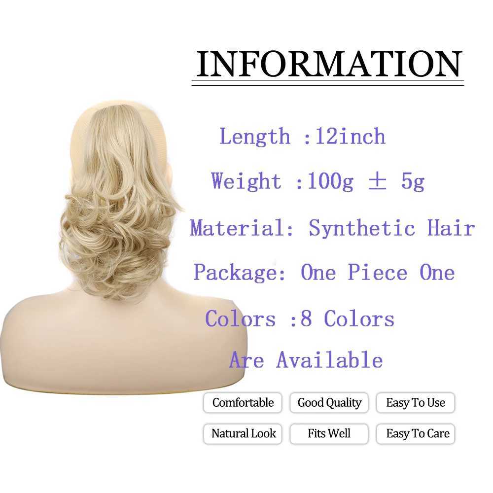 VIVIEIEI Synthetic Claw Clip Ponytail Hair Extensions Short Curly Natural Tail False Hair For Women Horse Tail Black HairpieceXJ241221