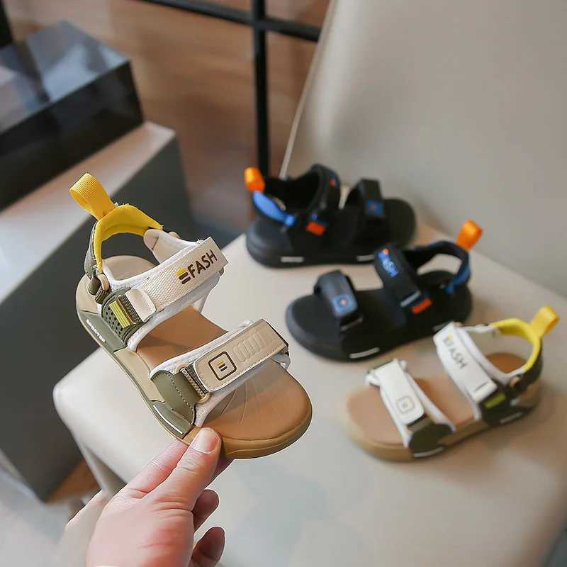 Sneakers Childrens Beach Sandals Summer New Blue Breathable Mesh Hollow Boys Girls Beach Shoes Pink Soft Bottom Non-slip Kids Sandals H241221