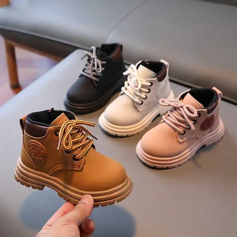 Sneakers Girls PU Leather Boots Kids Ankle Boots For Boys Children Soft Sole Boots Non-slip Outdoor Shoes Fashion Toddler Kids Short Boot H241220