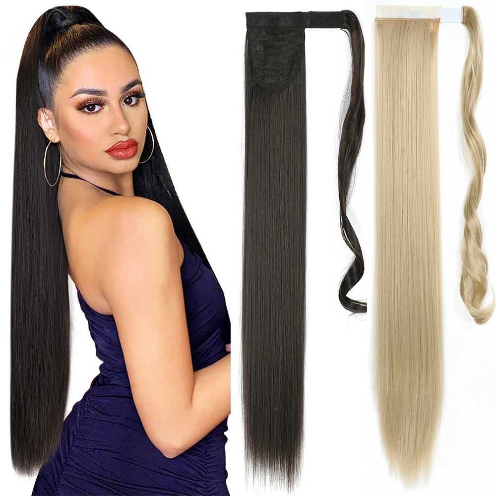 Synthetic Ponytail Extensions Wrap Around Clip In PonyTail Hair Hairpiece Long Straight Hairstyle For Women 22Inch/32InchXJ241221