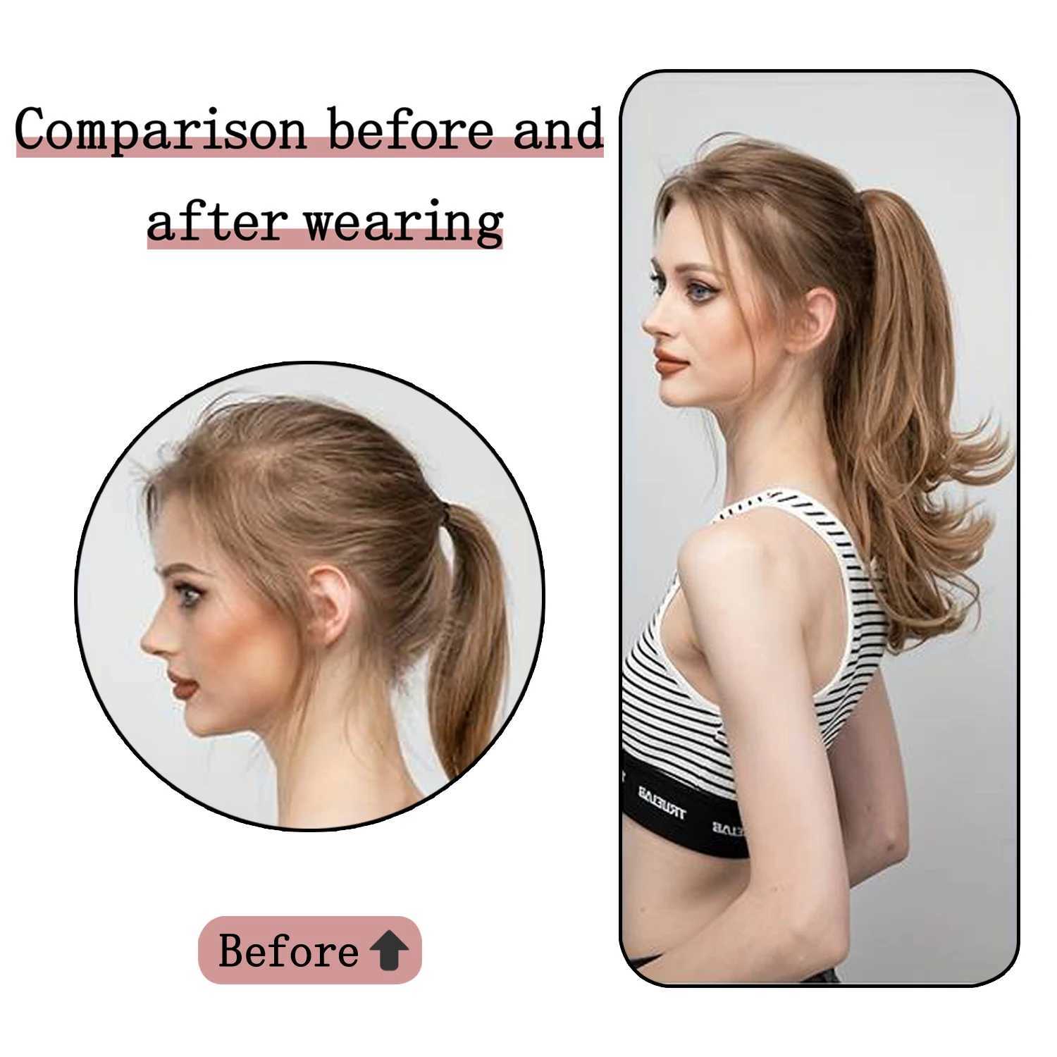 MERISIHAIR Synthetic 18Inch Natural Wavy Ponytail Hair Extension Black Brown Claw Clip Pony Tail Heat Resistant Fake HairpieceXJ241221