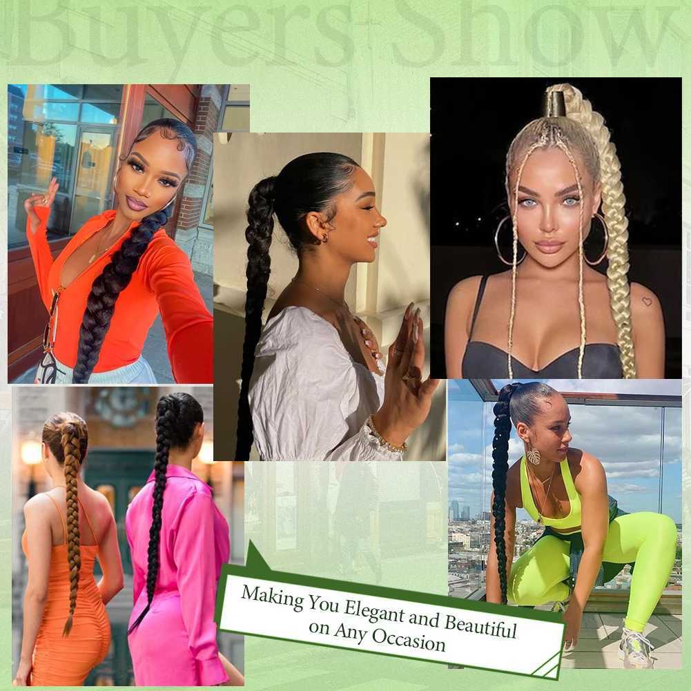 Long Braid Ponytail Extension Synthetic Hairpiece with Elastic Tie 26 34 DIY Long Straight Wrap Around Hair ExtensionsXJ241221