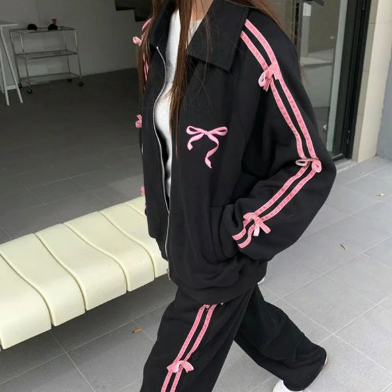 2024 Bow Bomber Jacket Women Y2k Coquette Aesthetic Korean Fashion Oversized Japanese 2000S Style Jackets Vintage Haruku