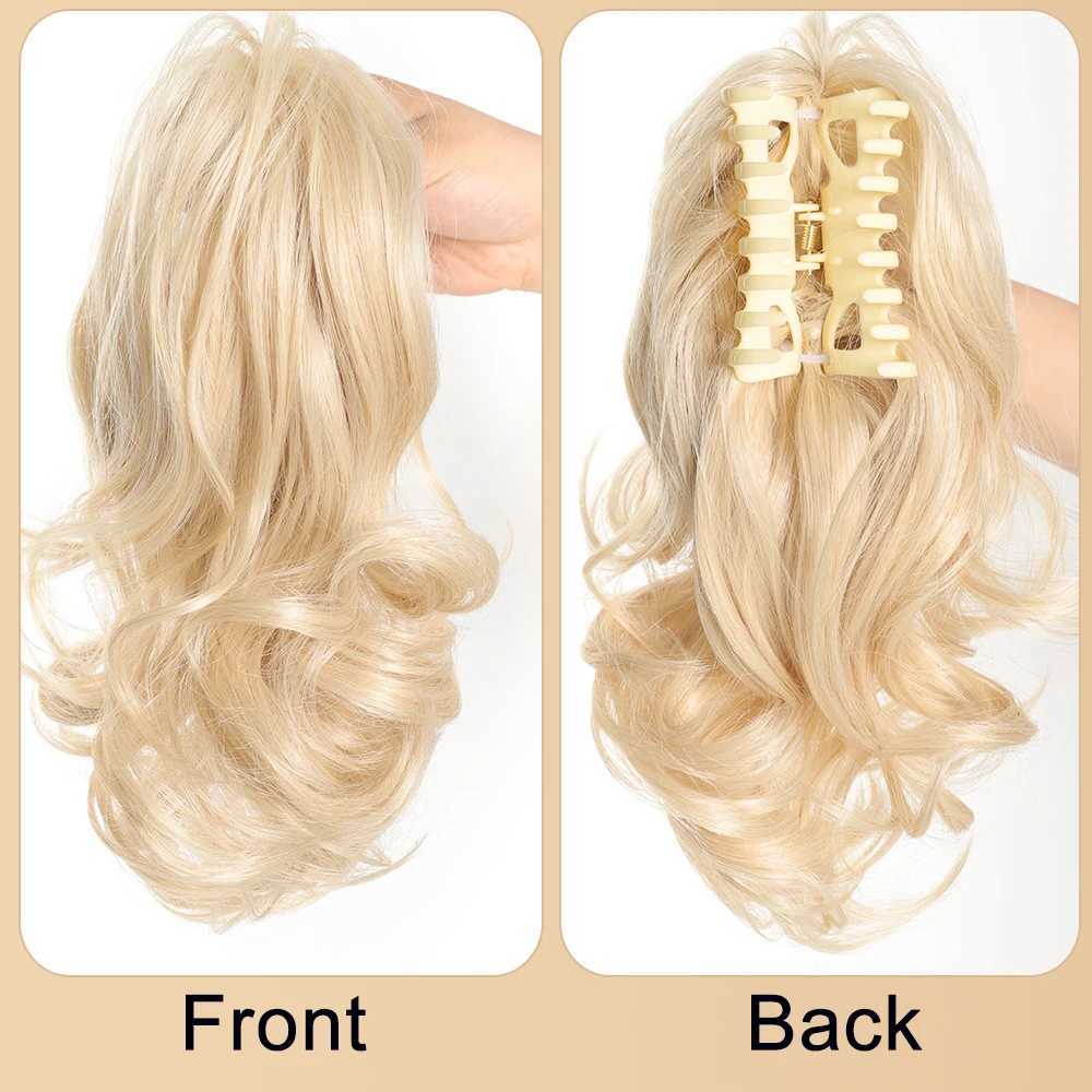 Aosiwig Synthetic Short Wavy Ponytail Claw Curly Ponytails Extension Blac Blodne Hairpiece Fake False Hair For Women Daily PartyXJ241221