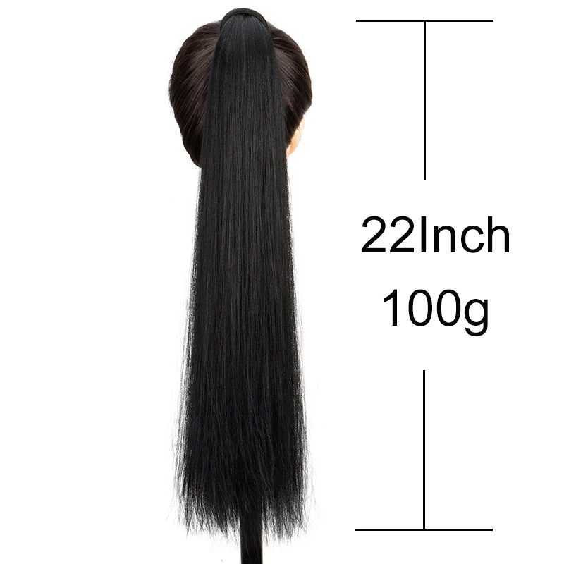 22Inch Long Straight Synthetic Ponytail Hair Extension With Elastic DIY Braid Hairpiece for WomenXJ241221