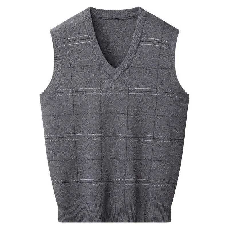 Knitted Sweaters for Men Letter Waistcoat Man Clothes Plaid Vest V Neck Sleeveless Overfit Maletry Cotton Knitwears Classic UglyXJ241221