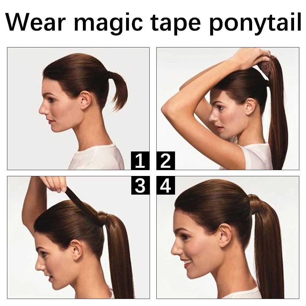 Synthetic 22 34 Long Straight Wrap Around Ponytail Clip In Hair Extension Blonde Brown Heat Resistant Pony Hairpiece For WomenXJ241221