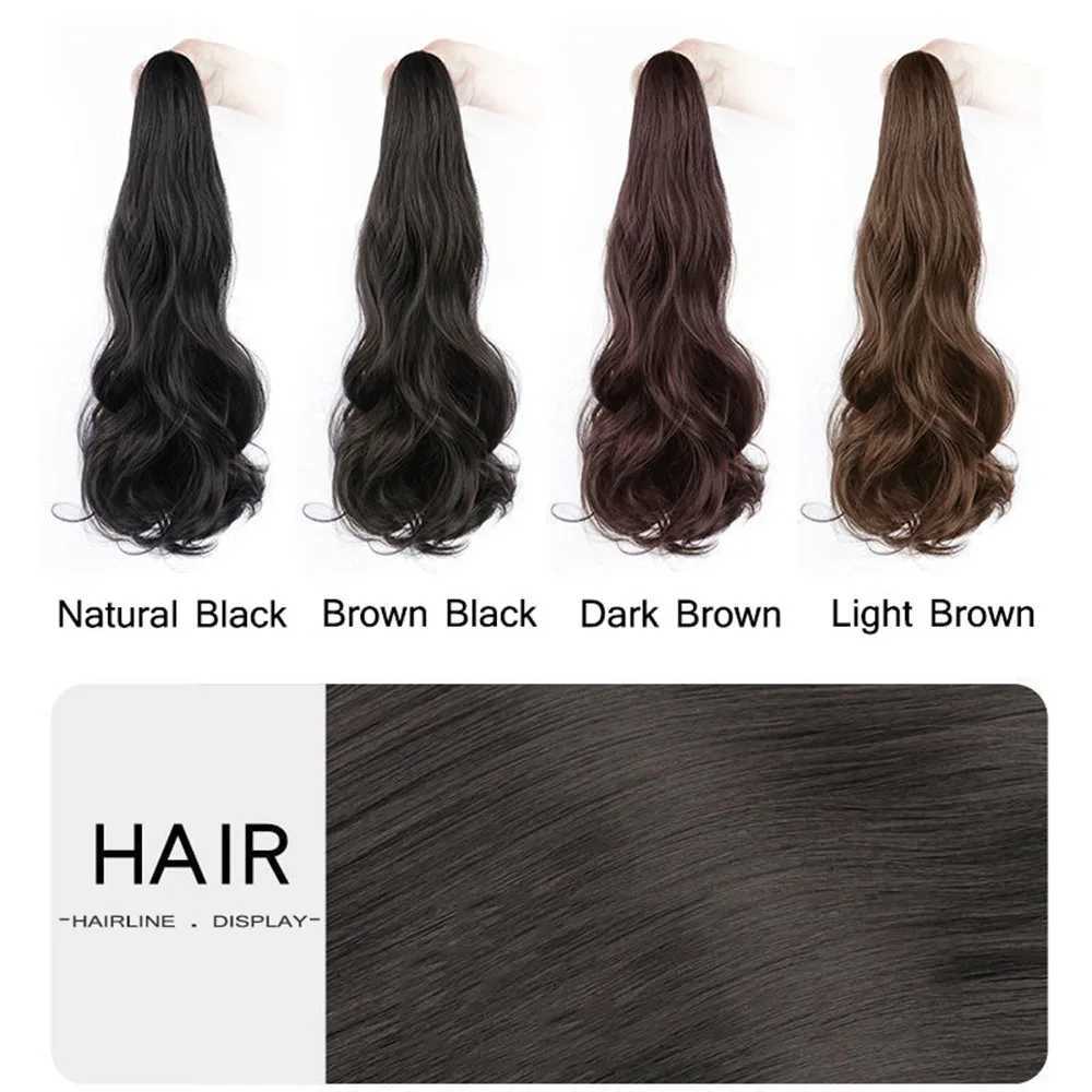 Synthetic Long Straight Claw Clip On Ponytail Hair Extensions 50cm Heat Resistant Pony Tail Hair piece For Women Daily PartyXJ241221