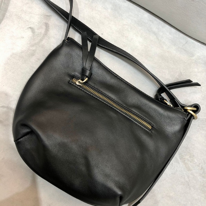 Handmade Genuine Leather Women's Street Casual Trend Soft Cowhide Shoulder Crossbody Bag, Ladies' Lightweight Small Hobo Bag