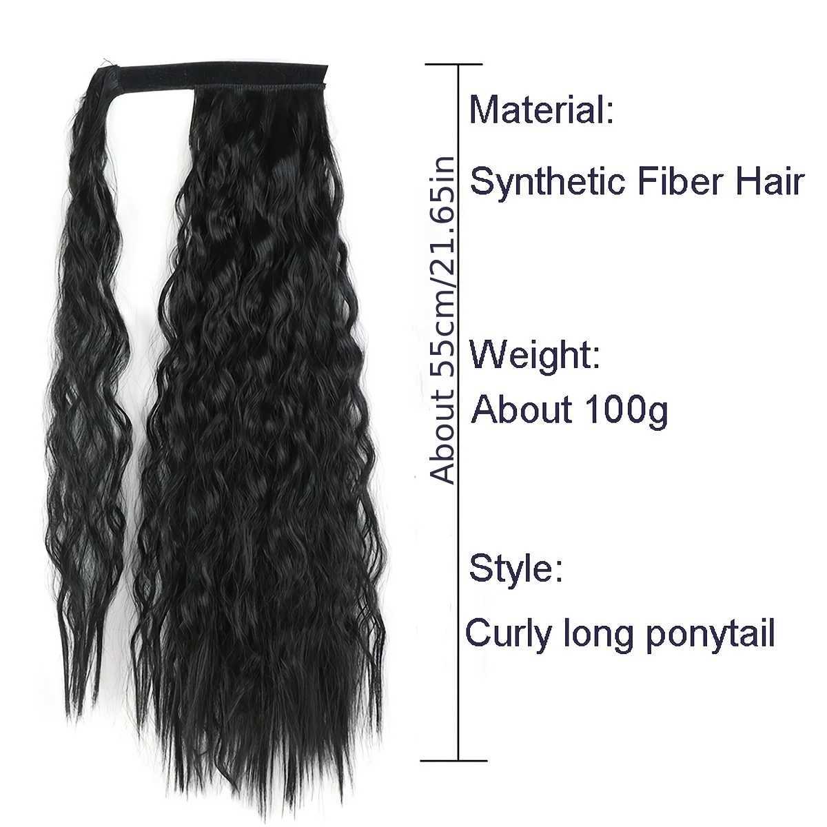 22inch Corn Wave Ponytail Extension Clip in Long Wavy Curly Wrap Around Pony Tail Heat Resistant Synthetic Hairpiece for WomenXJ241221