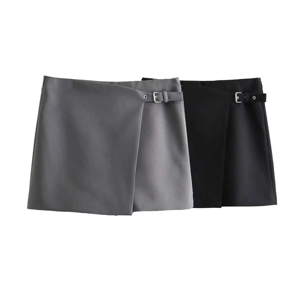 2024ZAR * Spring/Summer/Autumn New European and American Womens Fashion Versatile Buckle Asymmetric SkirtsXJ241221