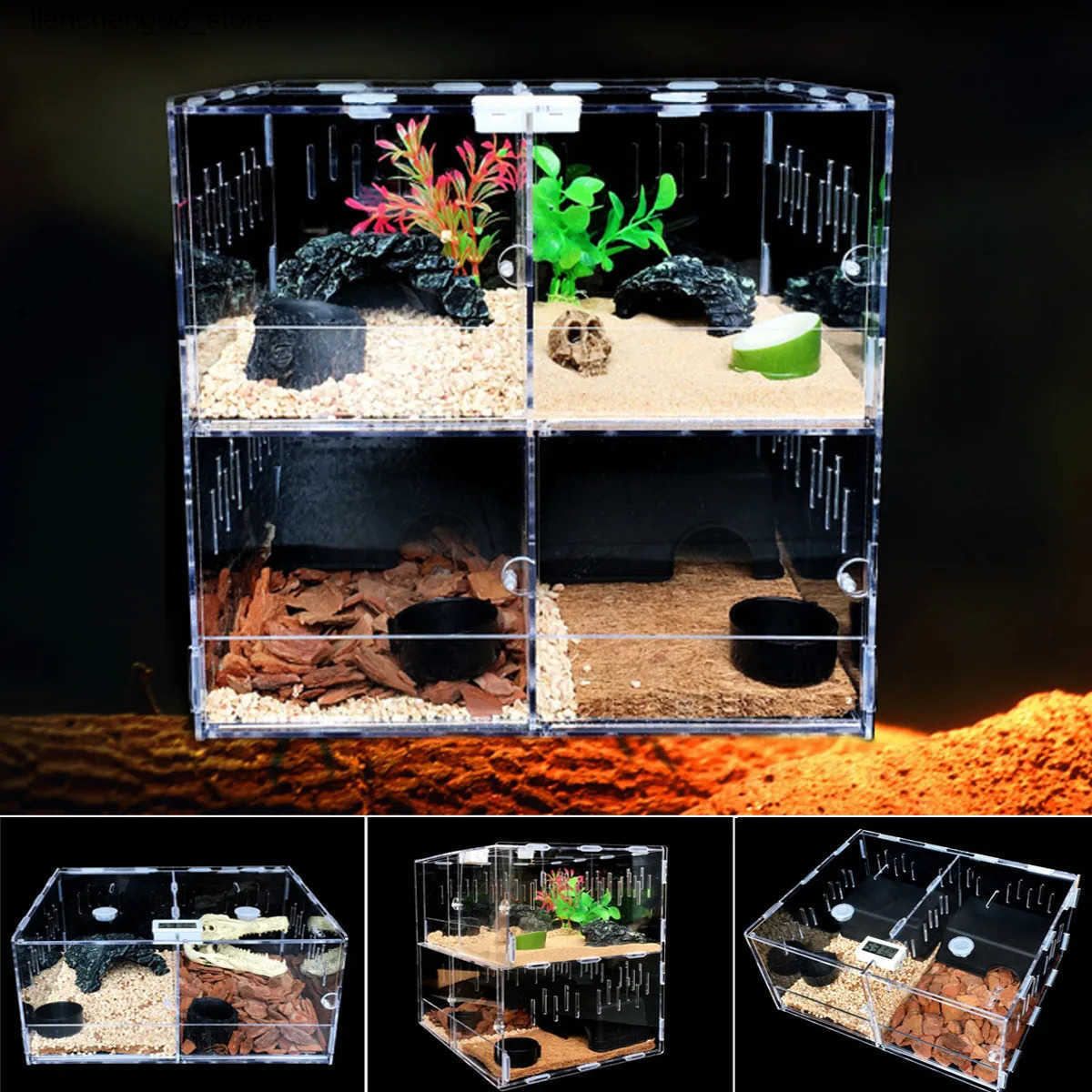 Other Pet Supplies Pet reptile tank acrylic Terrarium 4 mesh insect spider lizard breeding box Tortoise snake house cage reptile accessories L240910