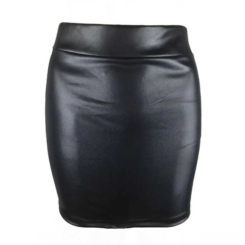 Women Mini/Long Skirt Solid Color High Waist Slim Fit Skinny Matte Faux Leather Cozy Comter Bodycon Skirt StreetwearXJ241221
