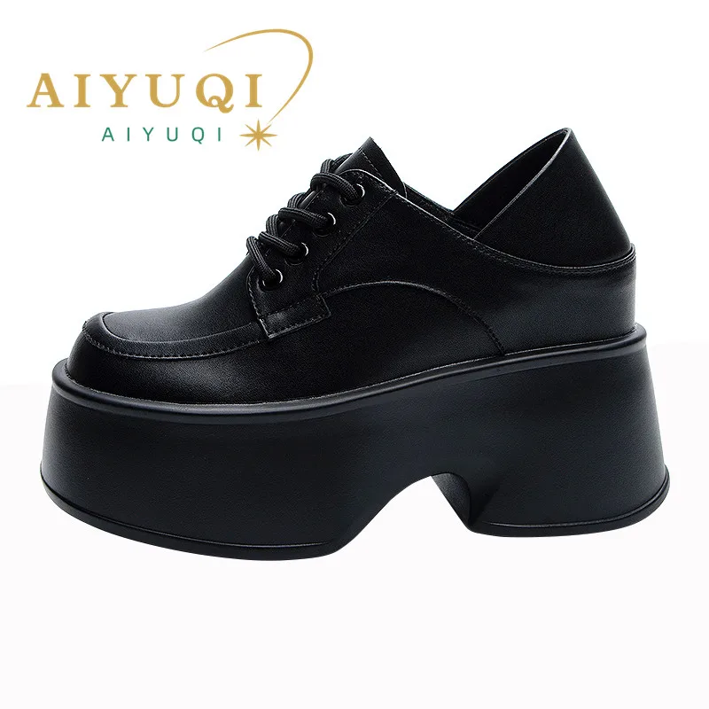 AIYUQI Women's Shoes Platform Spring England Style Women's Loafers Retro Lace Up Small Size Fashion Girls Shoes