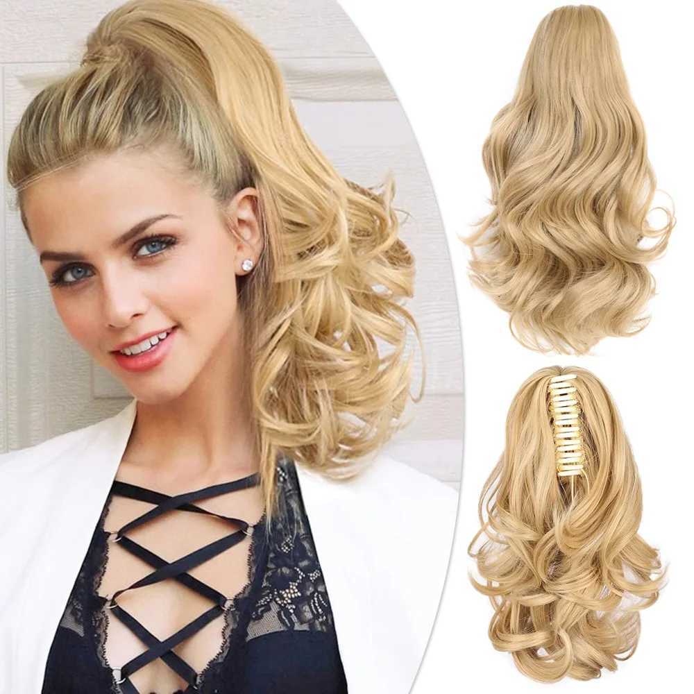 VIVIEIEI Synthetic Claw Clip Ponytail Hair Extensions Short Curly Natural Tail False Hair For Women Horse Tail Black HairpieceXJ241221