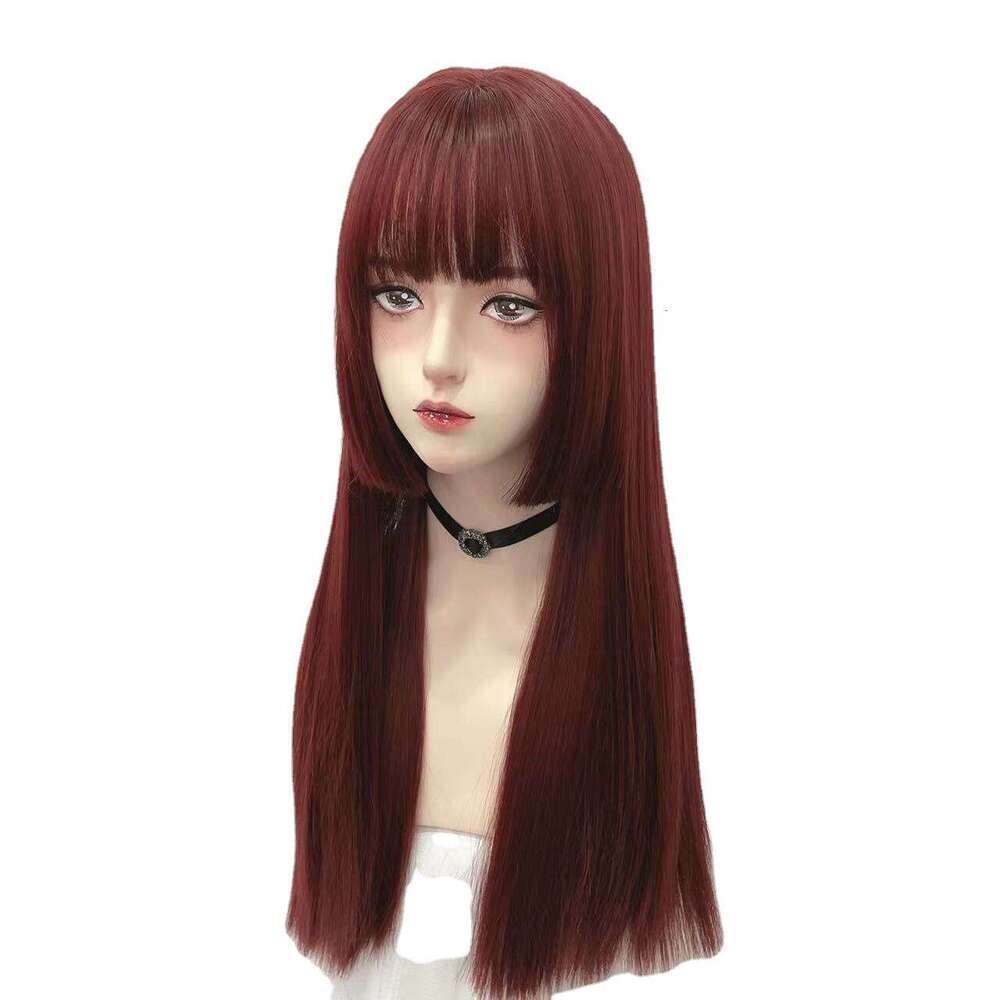 New Long Straight Personalized High Temperature Silk Simulation Himeji Hair Princess One Cut Wig Set