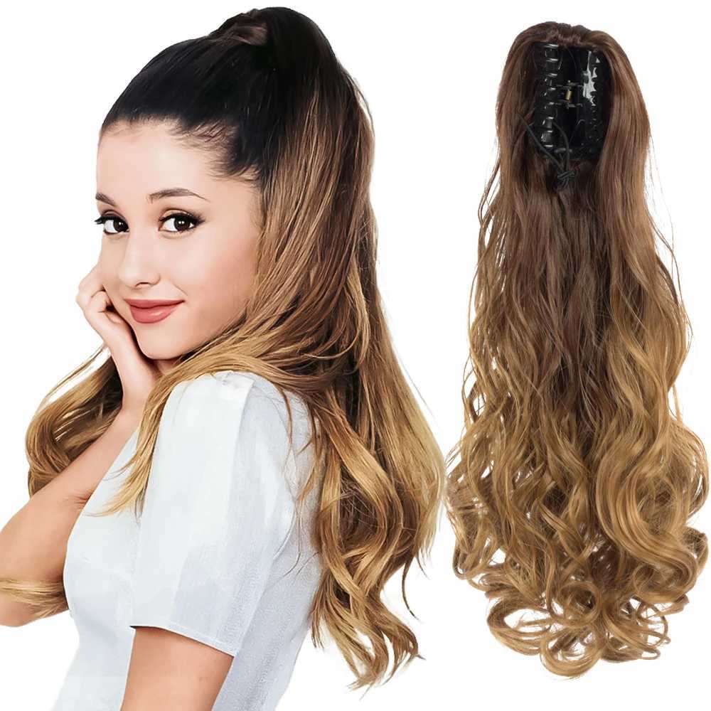 Synthetic Tail Hairpiece Pony 22 inch Ponytail Extensions Claw Clip Drawstring False Pigtail Curly Wavy Attached Hair For WomenXJ241221