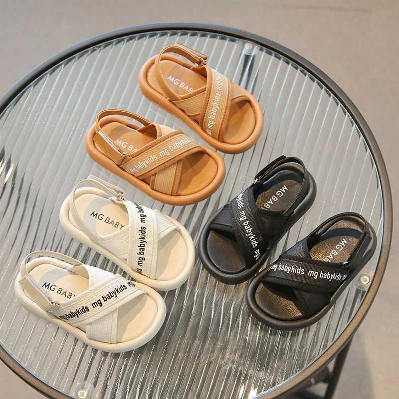 Sandals South Korean cross strap baby sandals high-quality girls solid summer sandals boys casual beach shoes J241214