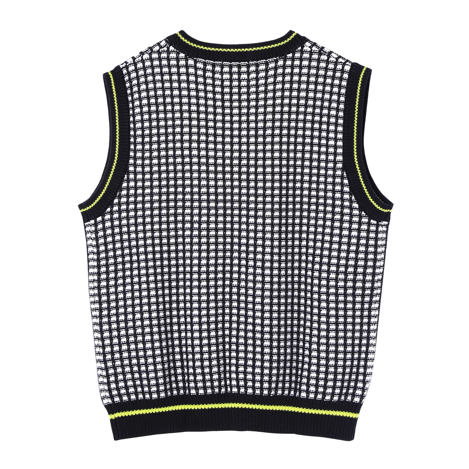 Womens Vintage Knit Vest Loose Black Plaid Cartoon y Cotton Pullover Sleeveless Sweater Original Niche er Autumn 241218