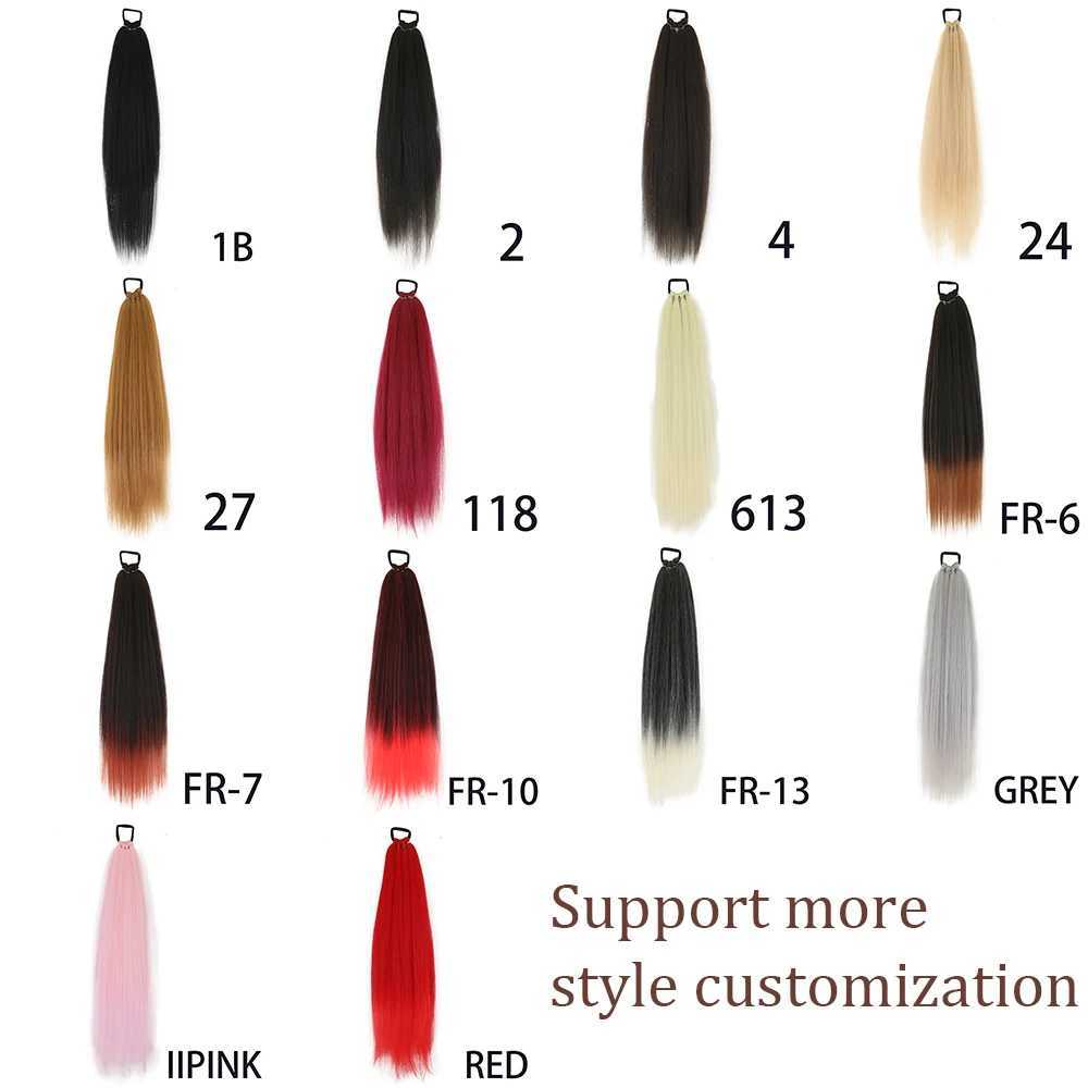Ponytail Extensions Synthetic Wrap Around Ponytail With Rubber Band Hair Ring DIY 26 Inch Ombre Black Brown GreyXJ241221