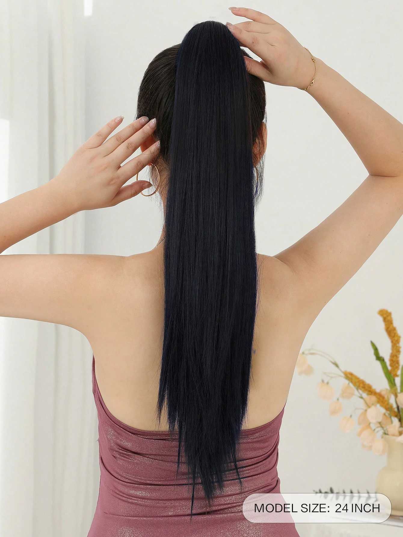 Synthetic Claw Ponytail Extension Hair Long Straight Color 24 Inch Heat Resistant Fiber Clip In PonytailXJ241221