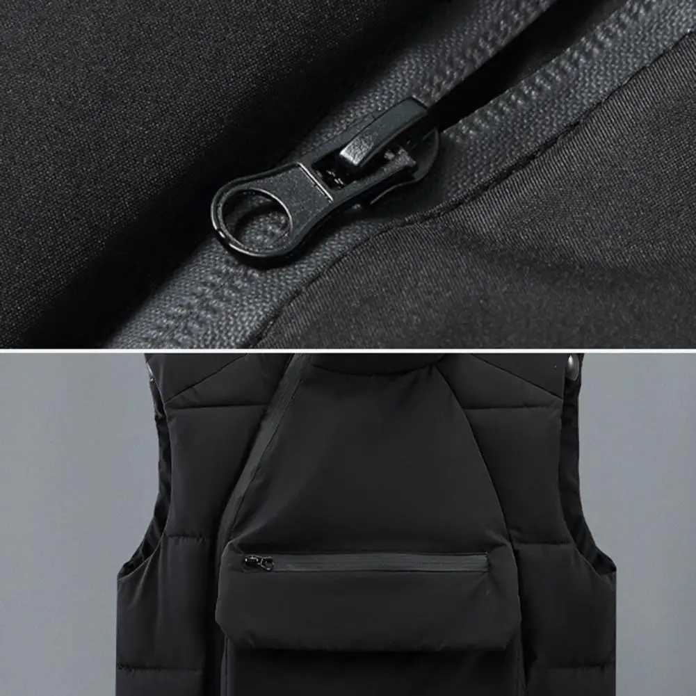 Men Vest Autumn Jackets Thick Vests Man Stand Collar Sleeveless Male Warm Cotton-Padded Waistcoat Men Gilet Veste Hommes XJ241221