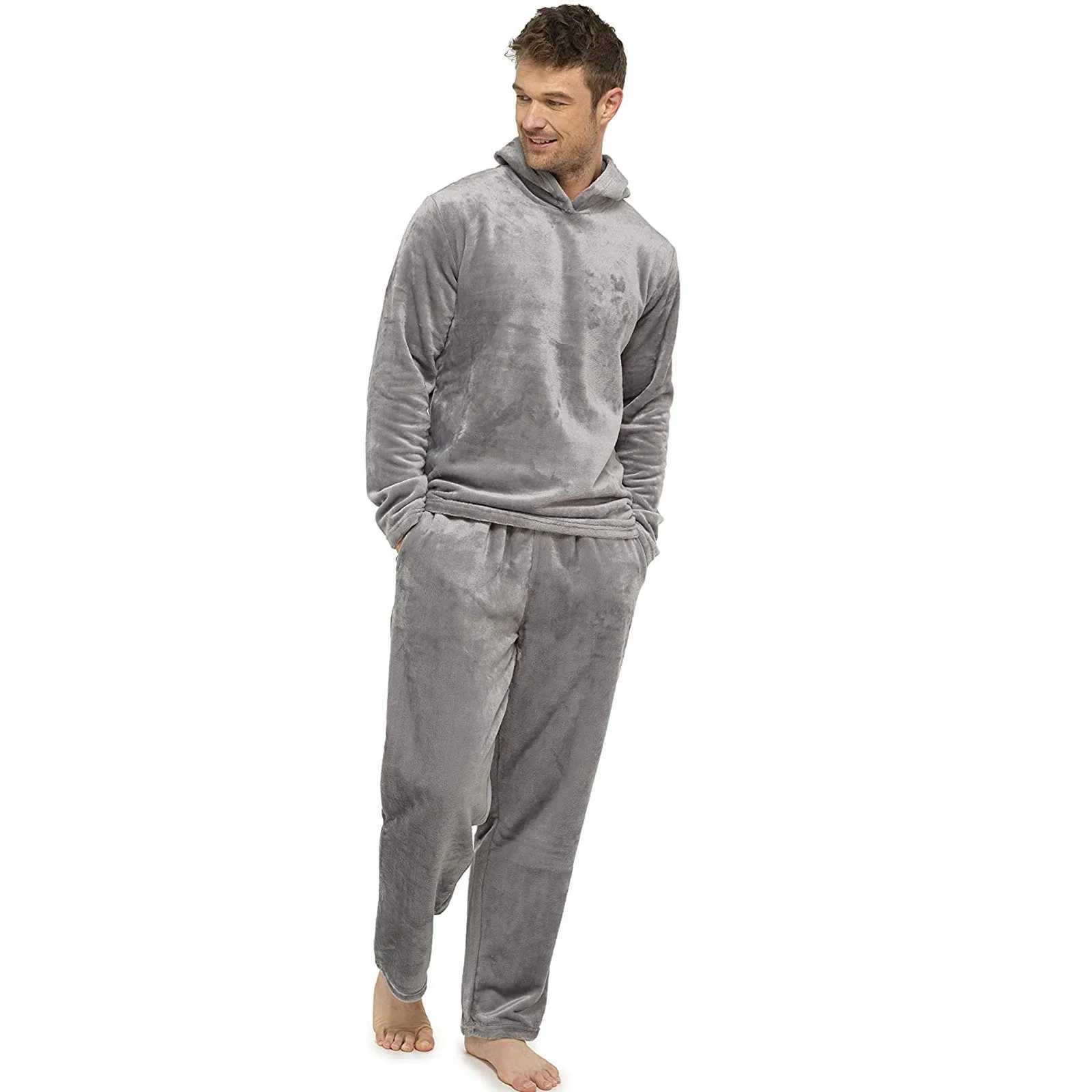 Mens Plush Teddy Velvet Sleepwear Winter Warm Sleepwear Complete Sleepwear Adult Sleepwear Set W241221