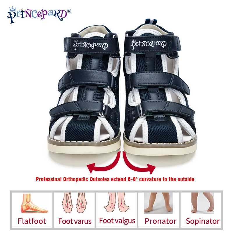 Sneakers Principard Spring/Summer Childrens Orthodontic Sandals New Closed Toe Leather Arch Support Orthodontic Shoes for Preschool Girls and Boys H24