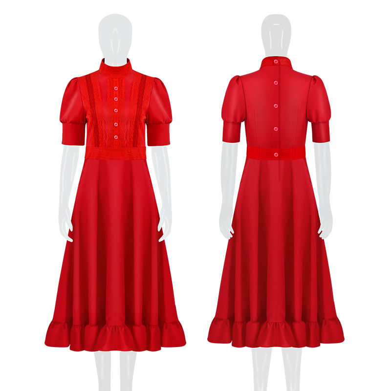 Horror Movie Pearl Cosplay Costume X Prequel Comic-Con Pearl Women Cos Dress Red Long Skirt Halloween Performance Clothing Adult