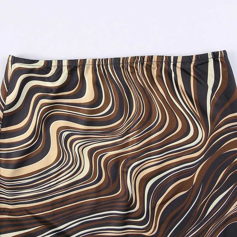 Y2k European and American Summer Vortex Water Wave Pattern Elastic High Waist Slim Wrapped Hip Short Skirt for WomenXJ241221