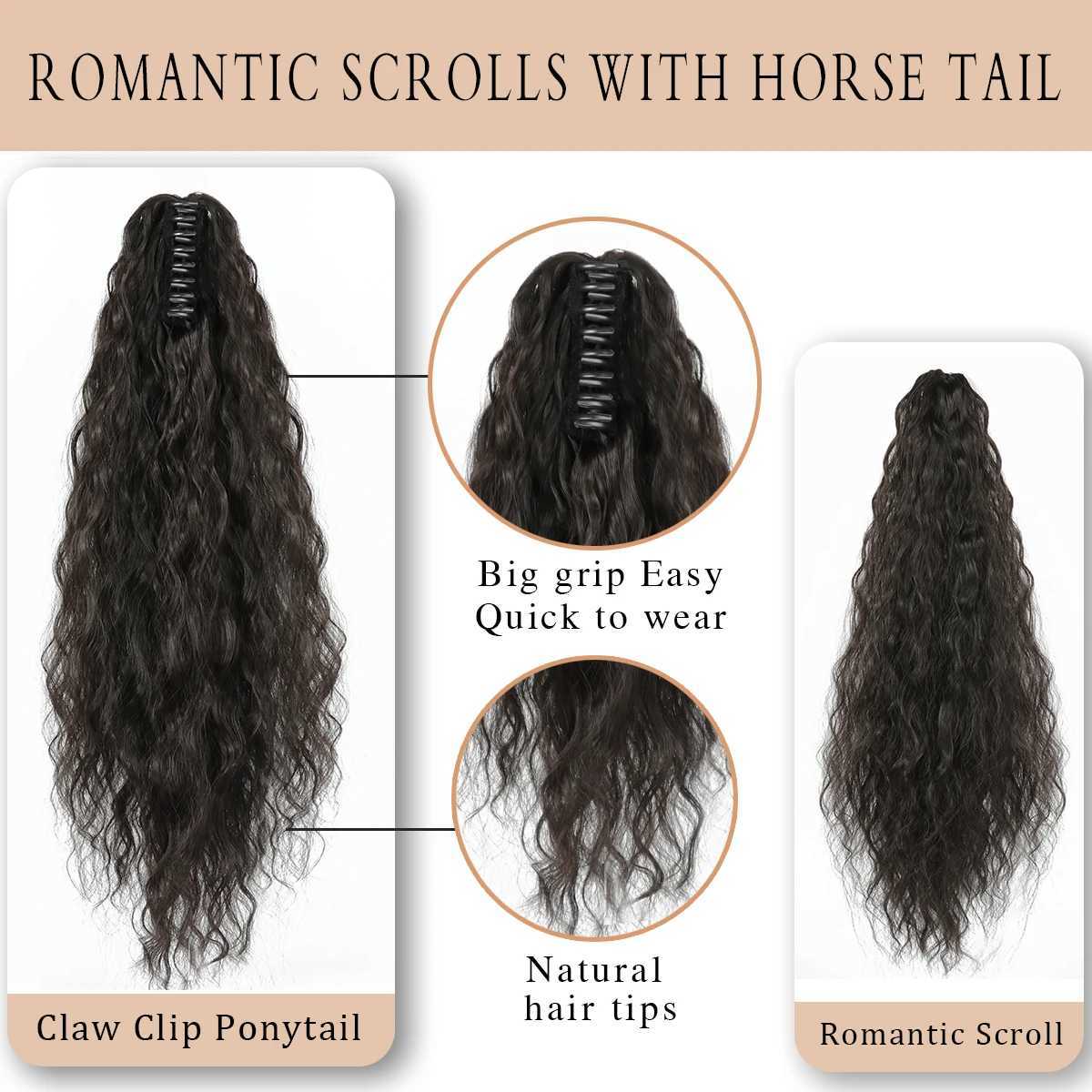 22 Inch Fluffy Long Corn Curly Ponytail Hair Extension for Clip in Ponytail Hair Extensions for Synthetic Clip Claw In PonytailXJ241221