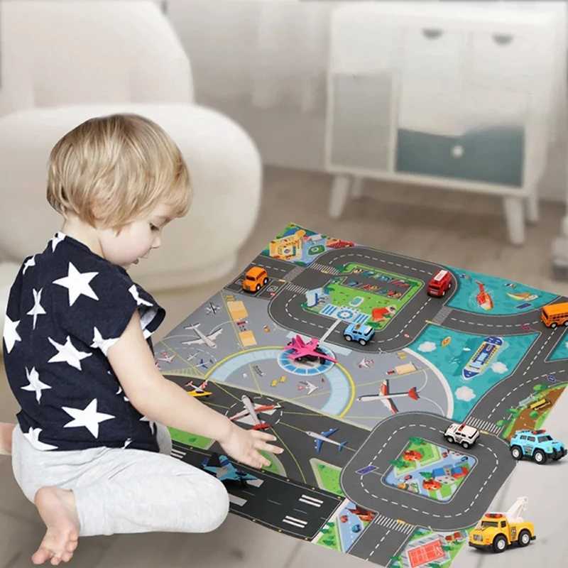 Road mats childrens traffic maps educational toys for boys and girls road carpets childrens game mats cartoon city carpets childrens toy games W241221