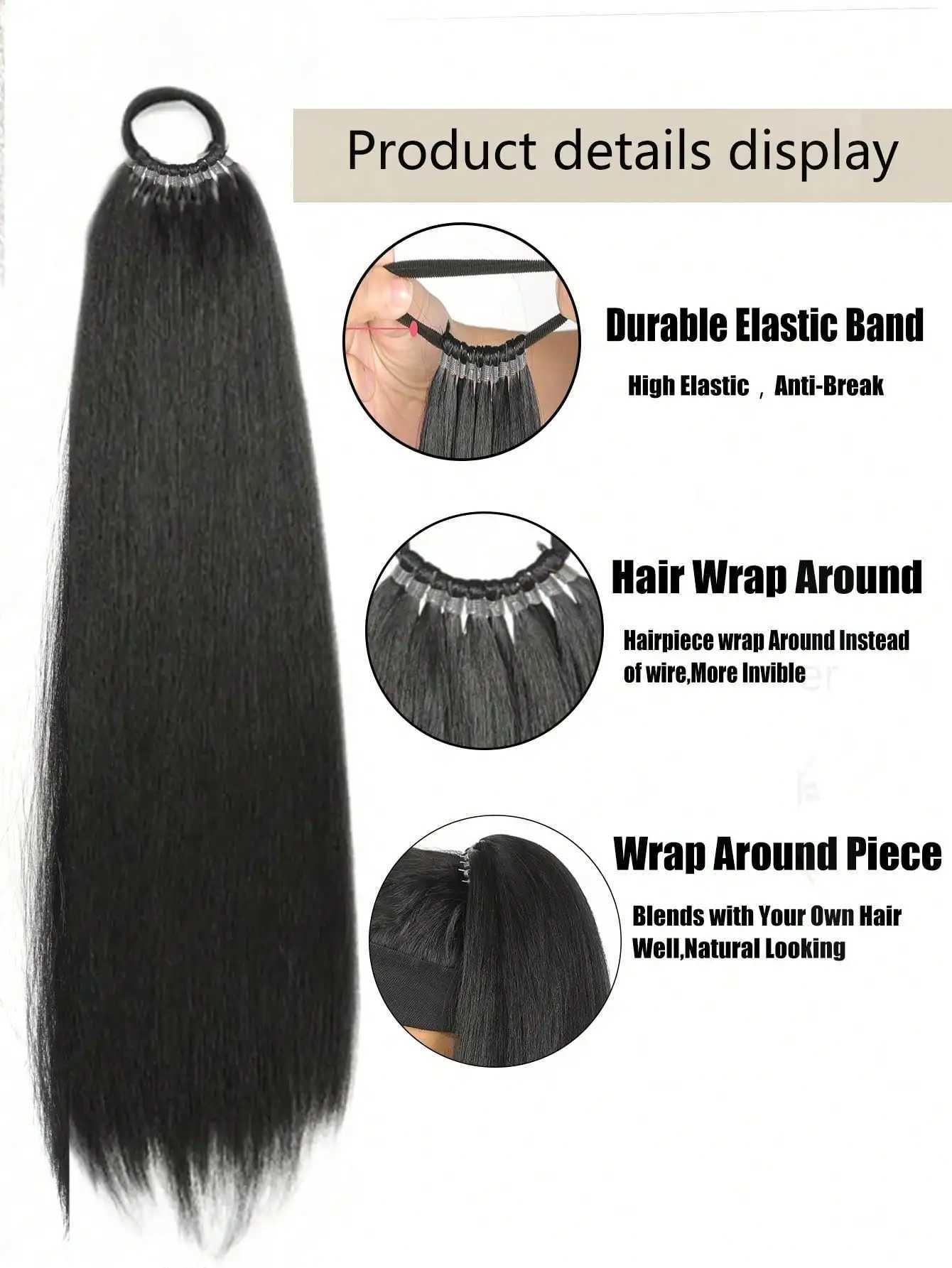 Synthetic Ponytail Extensions Rubber Band Hair Braided Pony Tail Hairpiece Black Blonde Brown Hairstyle For WomenXJ241221