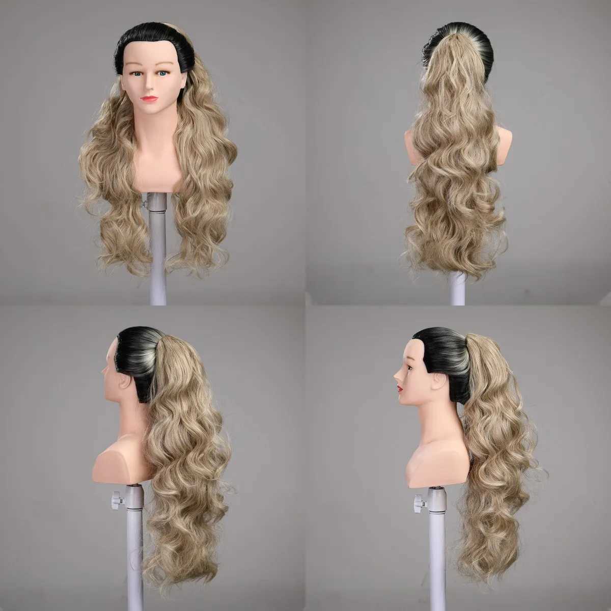 24 Inch Drawstring Wrap Around Ponytail Extensions For Woman Long Curls Water Wave Natural Wave Synthetic Ponytail ExtensionXJ241221