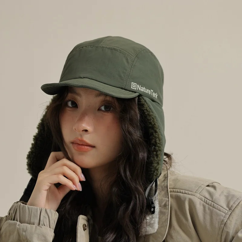 High quality winter letter Lei Feng hat warm outdoor skiing flying hat mens and womens wool outdoor ear protection Russian hat 241220