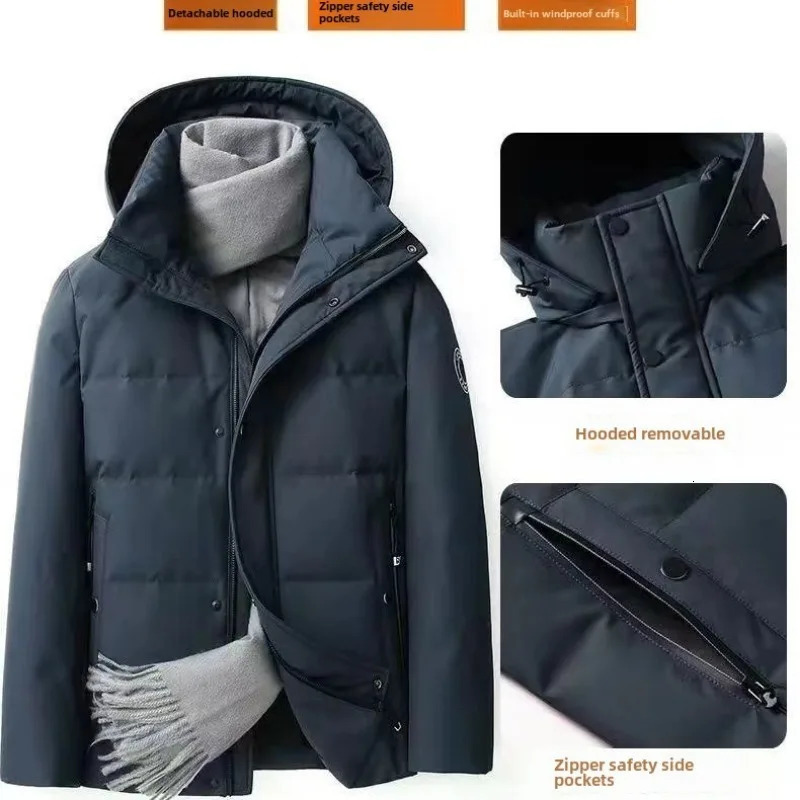 Winter Mens Down Jackets Thickened for Warmth Filled with White Duck Featuring A Hood and Windproof nMensCoat 241217