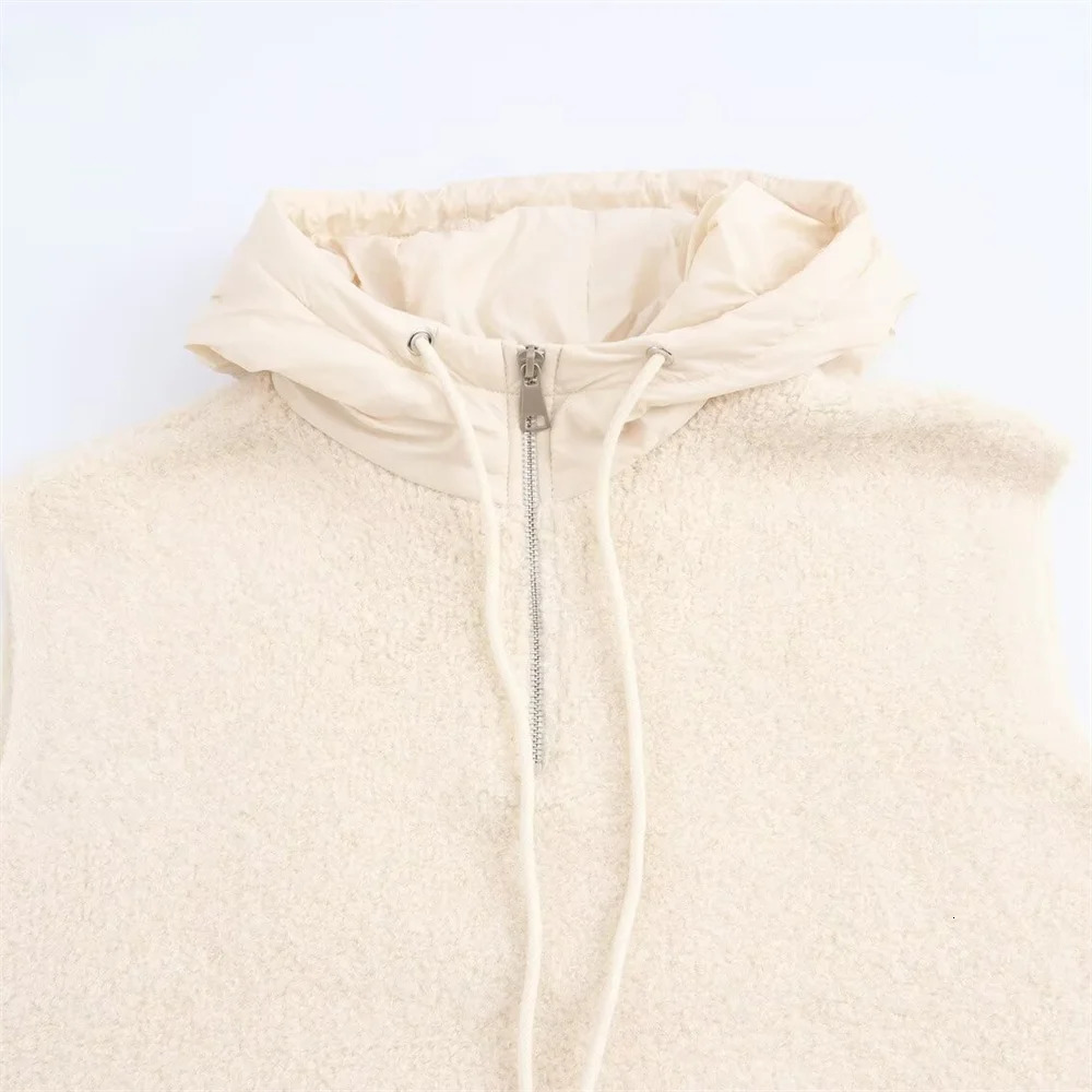 Autumn fashionable womens clothingcasual and elegant n European American style hooded knitted vest 241218