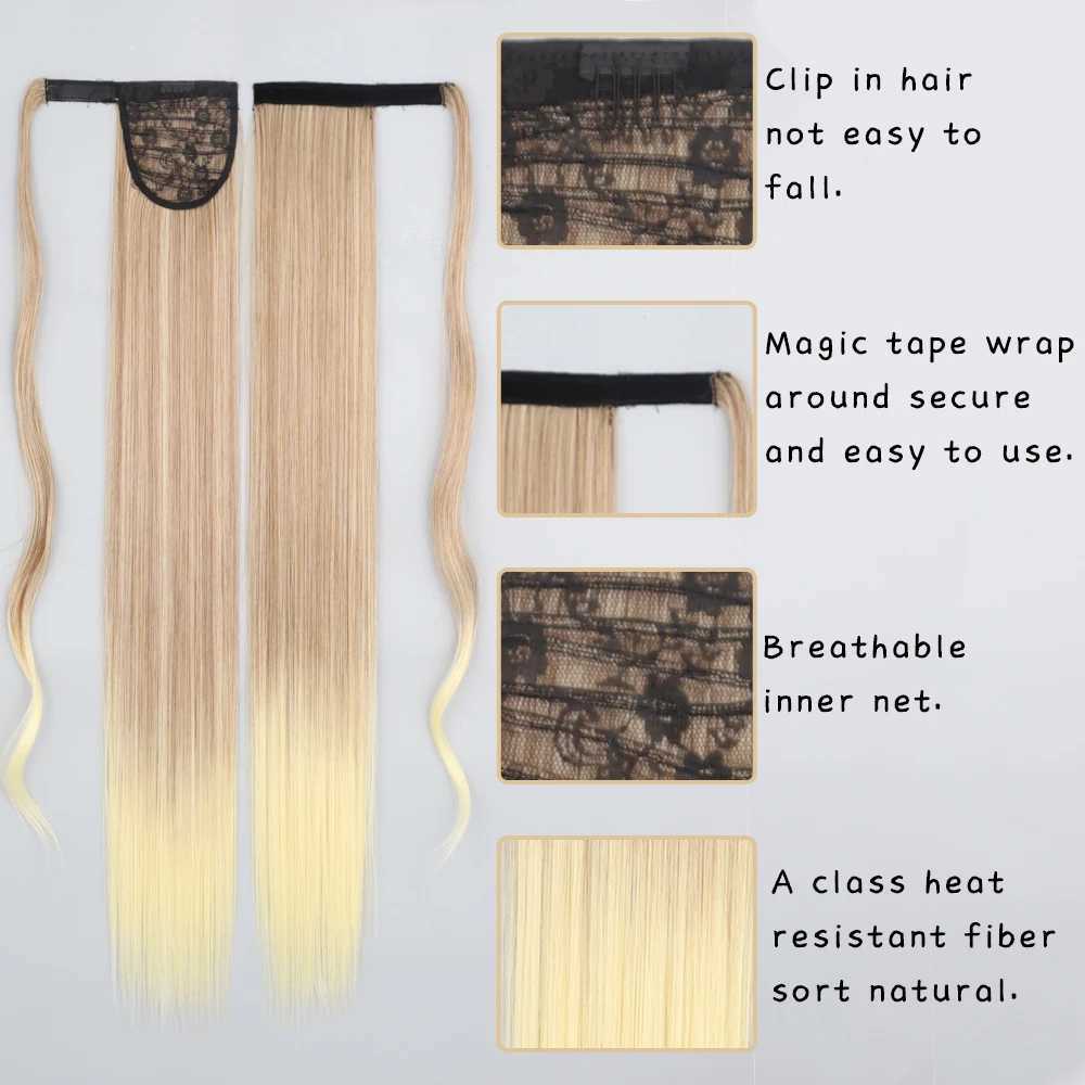 AZQUEEN Straight Synthetic Hairpiece With Ponytail 85cm Super Long Wrap Around Clip In Hair Extensions Pony Tail For Daily WearXJ241221