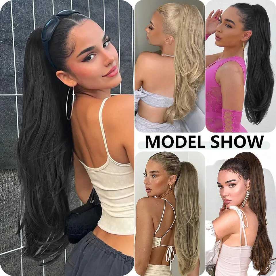 24-inch Natural Curly Synthetic Gradient Layered Ponytail For Womens Drawstring Ponytail Sanded On The PonytailXJ241221