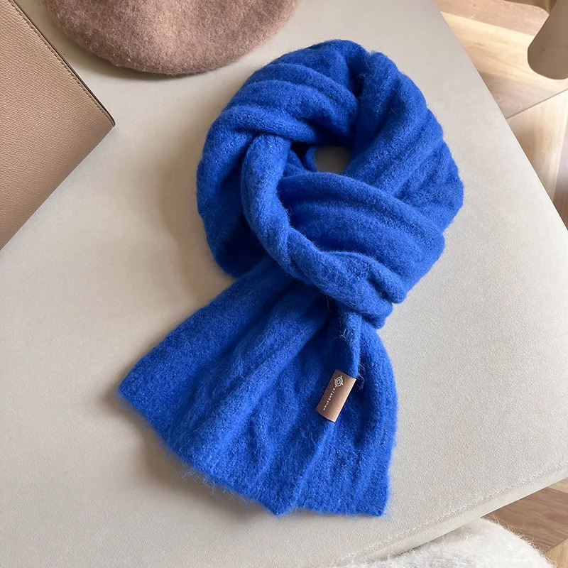 Korean Winter Fashion Versatile Solid Color Wool Blended Womens Scarf Warm High Quality Scarf Birthday Gift 241220