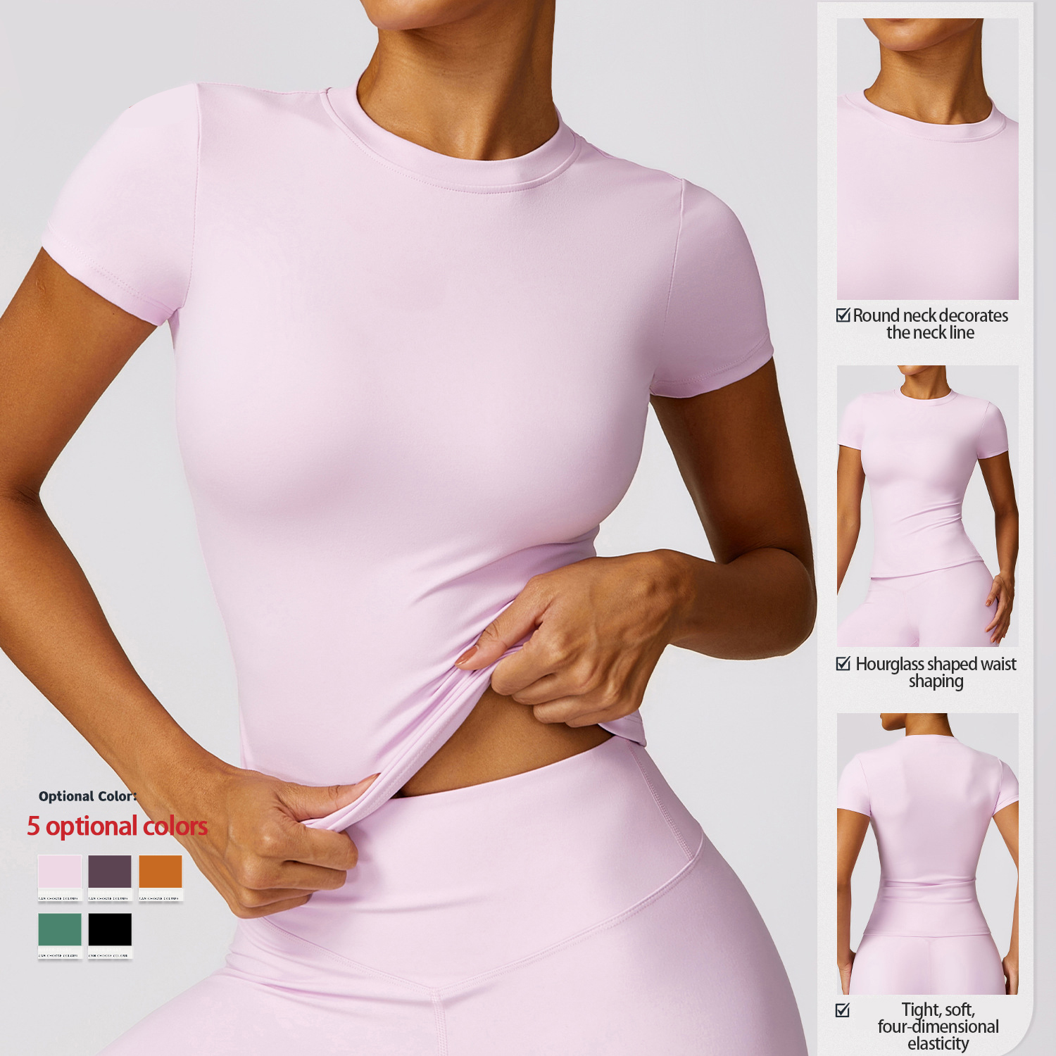 Spring t-shirt quick-drying yoga wear short-sleeved fitness tops hoodie outdoor running sports short-sleeved female
