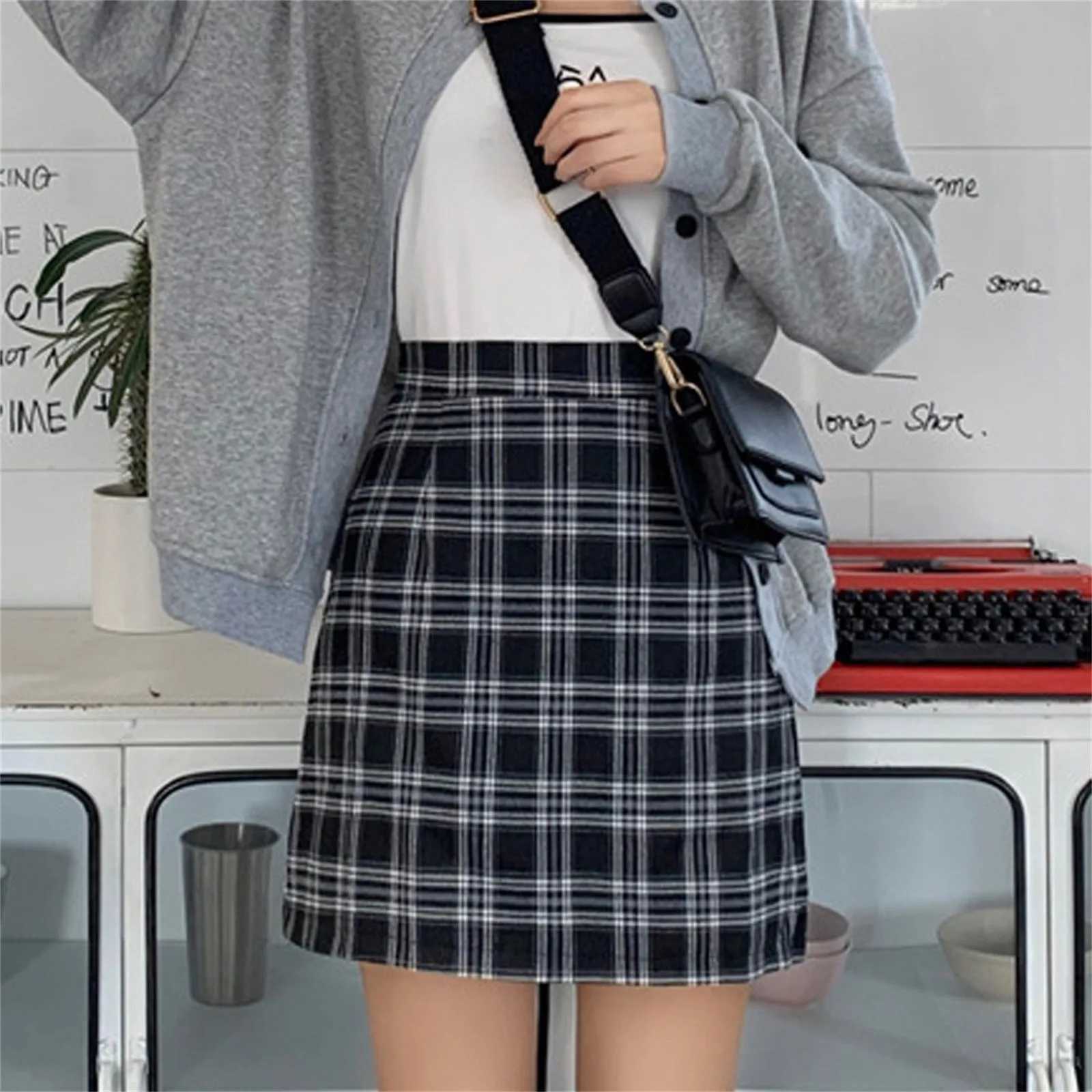 Fashion Women Plaid Printed Skirt Strap Elastic Ladies Slim Short Skirts for Women Womens Skirt Skirts for Women TrendyXJ241221