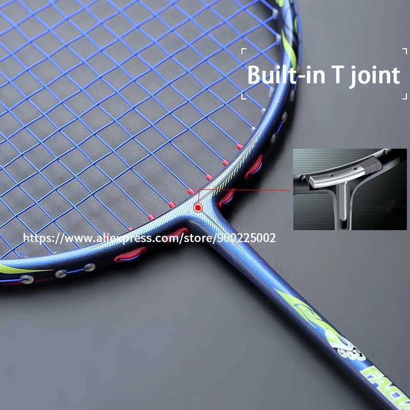 Ulralight 9U 57G carbon fiber badminton racket with pocket strings professional racket maximum tension 32lbs G5 pad high-speedW241221